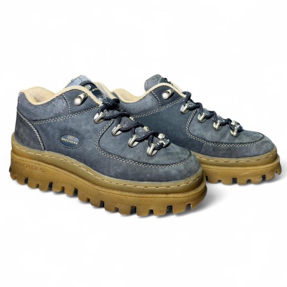 Vintage Sketchers Jammers Chunky Hiker Platform Sneakers Lug Sole Navy Size 8 - Picture 2 of 9